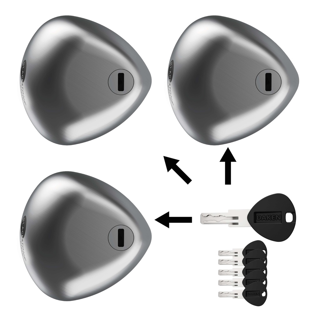 Blackstone Silver COMBO - 3 Locks + 6 Keys
