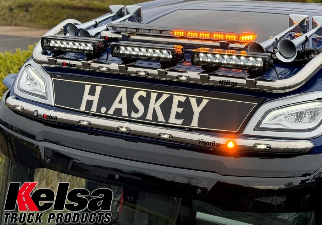 Stainless Steel VisorBar for NGD DAF XF, XD & XG | 5 Amber LEDs