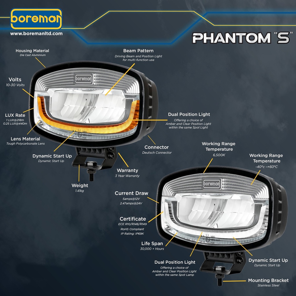 Boreman FULL LED Phantom "S" Oval Driving Light