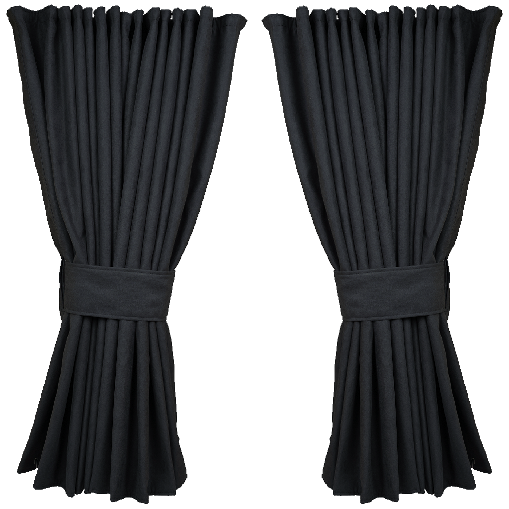 Nedking Side Curtains | Black Alcantara / Suède Look | 95cm