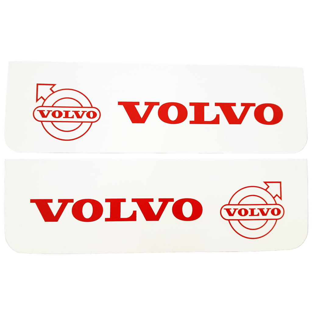 Front Mudflap Set for Volvo | White with Red Print | 60x18cm