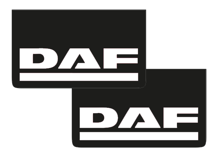Pair of Mudflaps for DAF | Black with White Print