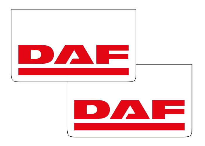 Pair of Mudflaps for DAF | White with Red Print