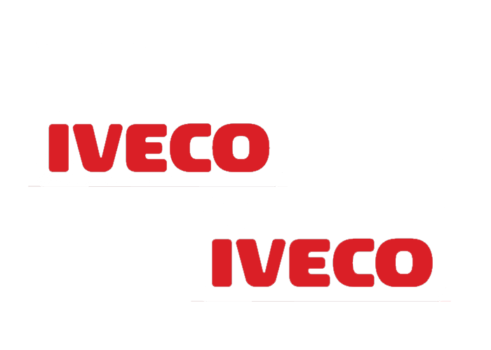 Pair of Mudflaps for Iveco | White with Red Print