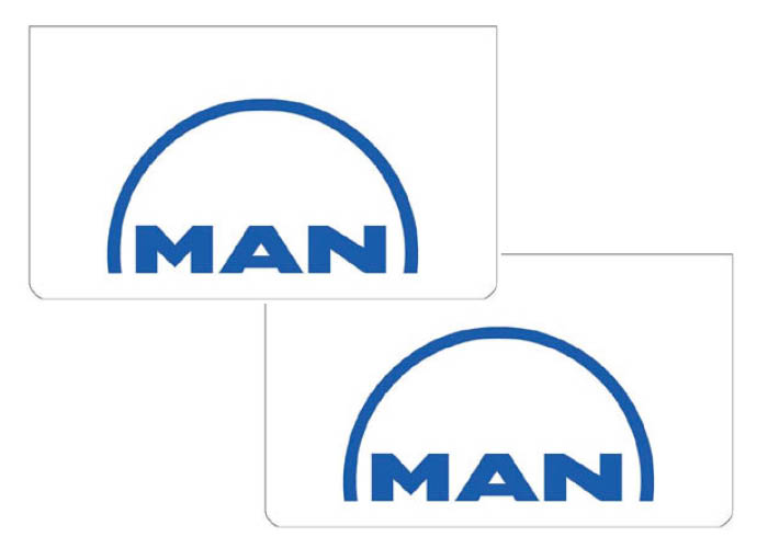Pair of Mudflaps for MAN | White with Blue Print