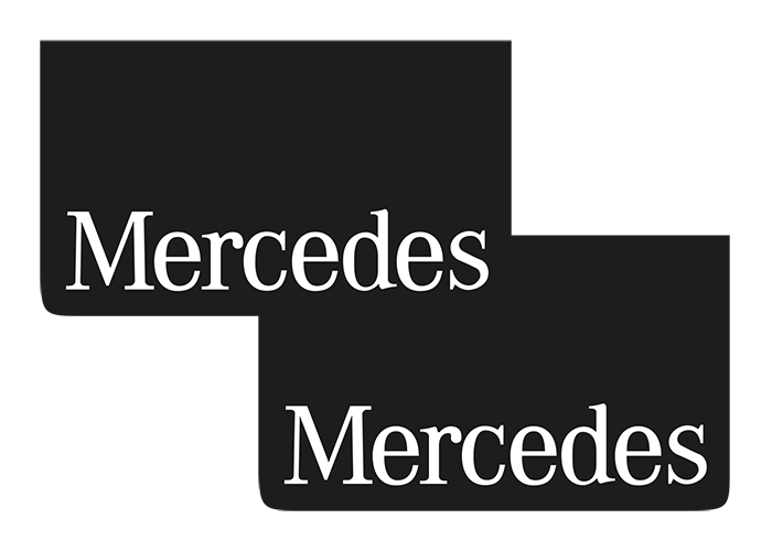 Pair of Mudflaps for Mercedes | Black with White Print