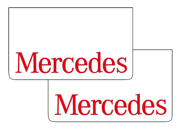 Pair of Mudflaps for Mercedes | White with Red Print