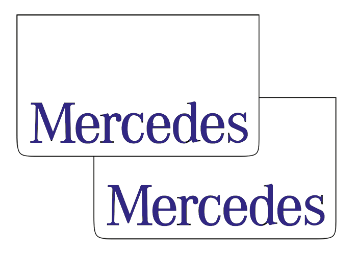 Pair of Mudflaps for Mercedes | White with Blue Print