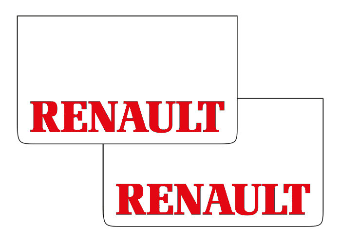 Pair of Mudflaps for Renault | White with Red Print