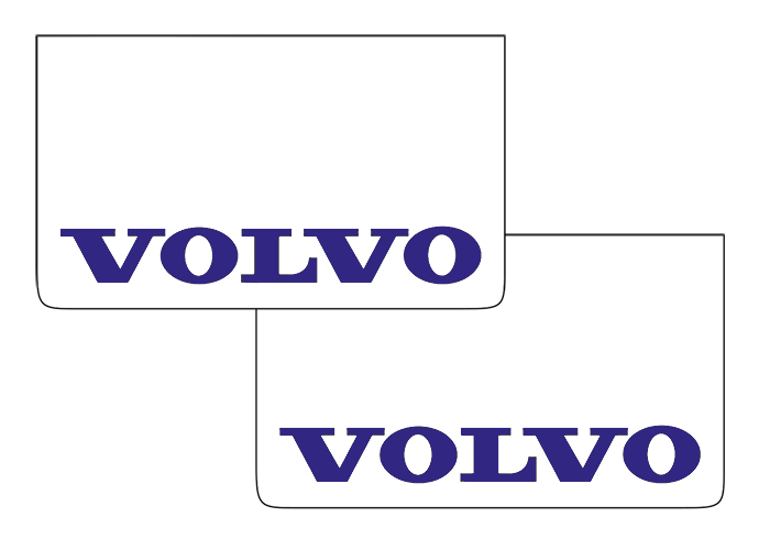 Pair of Mudflaps for Volvo | White with Blue Print