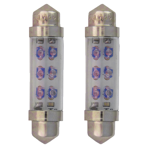 SV8.5 Festoon Lamps Long | 6 LEDs Blue | Set of 2 Pieces