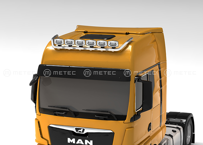 Stainless Steel Roof Light Bar "WIDE" for MAN TGX GX & GM 2020 | 5 White + 2 Amber LEDs