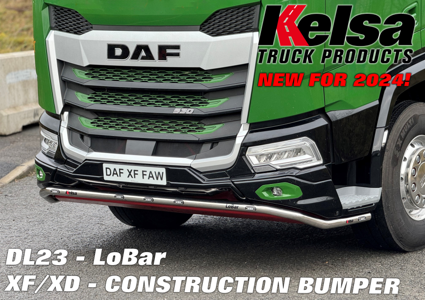 Aluminum LoBar for DAF NGD XF & XD with Construction Bumper | 5 White + 2 Amber LEDs