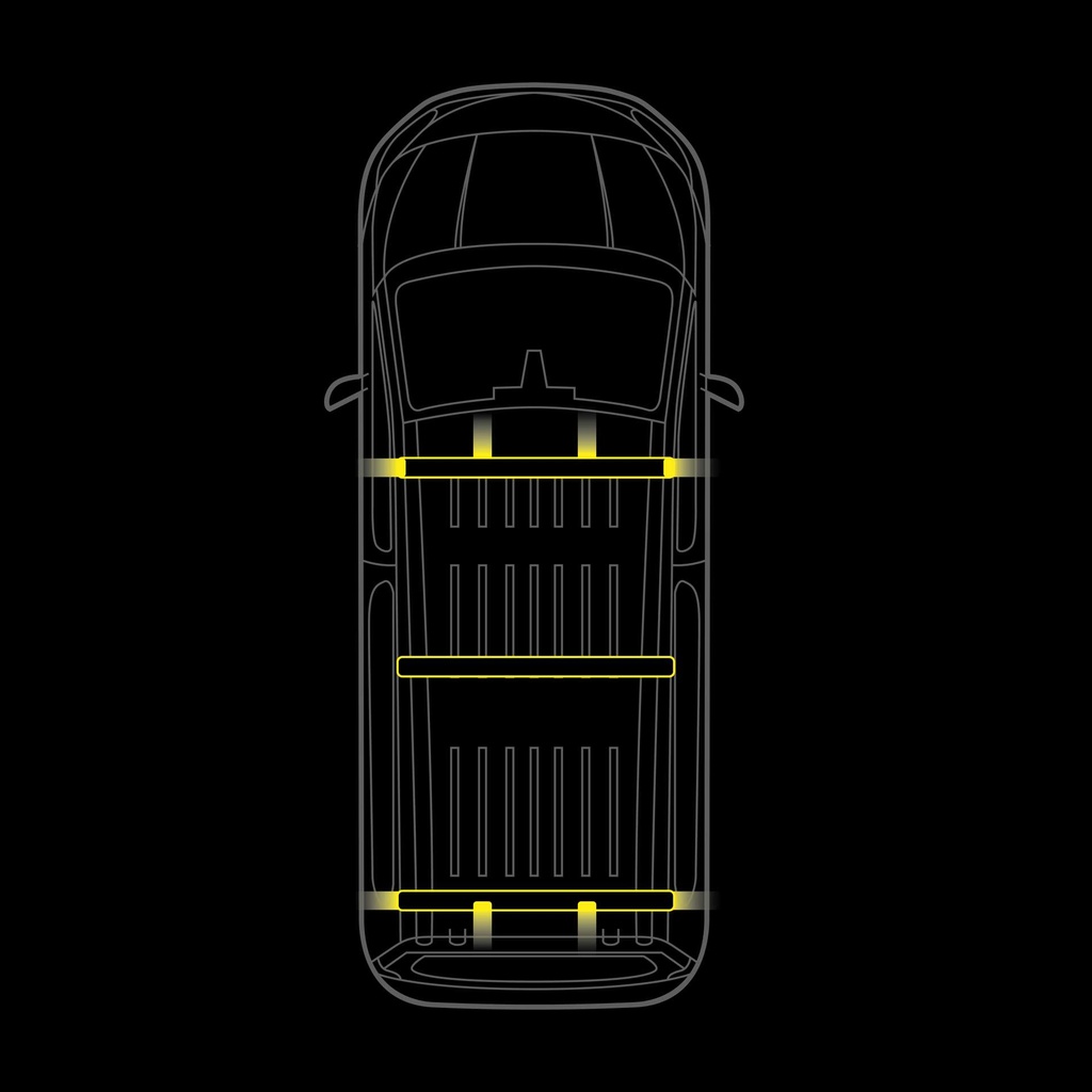 Cruise Light C-rack - KIA PV5 - 3 Racks / 4 Endcaps / 4 Warning Lights