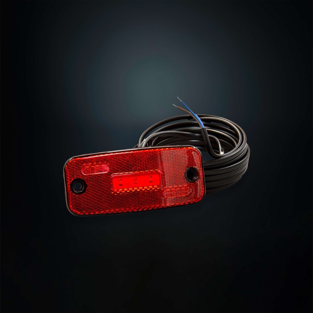 LED Side Marker Light 12-24V + 10m Cable - Red