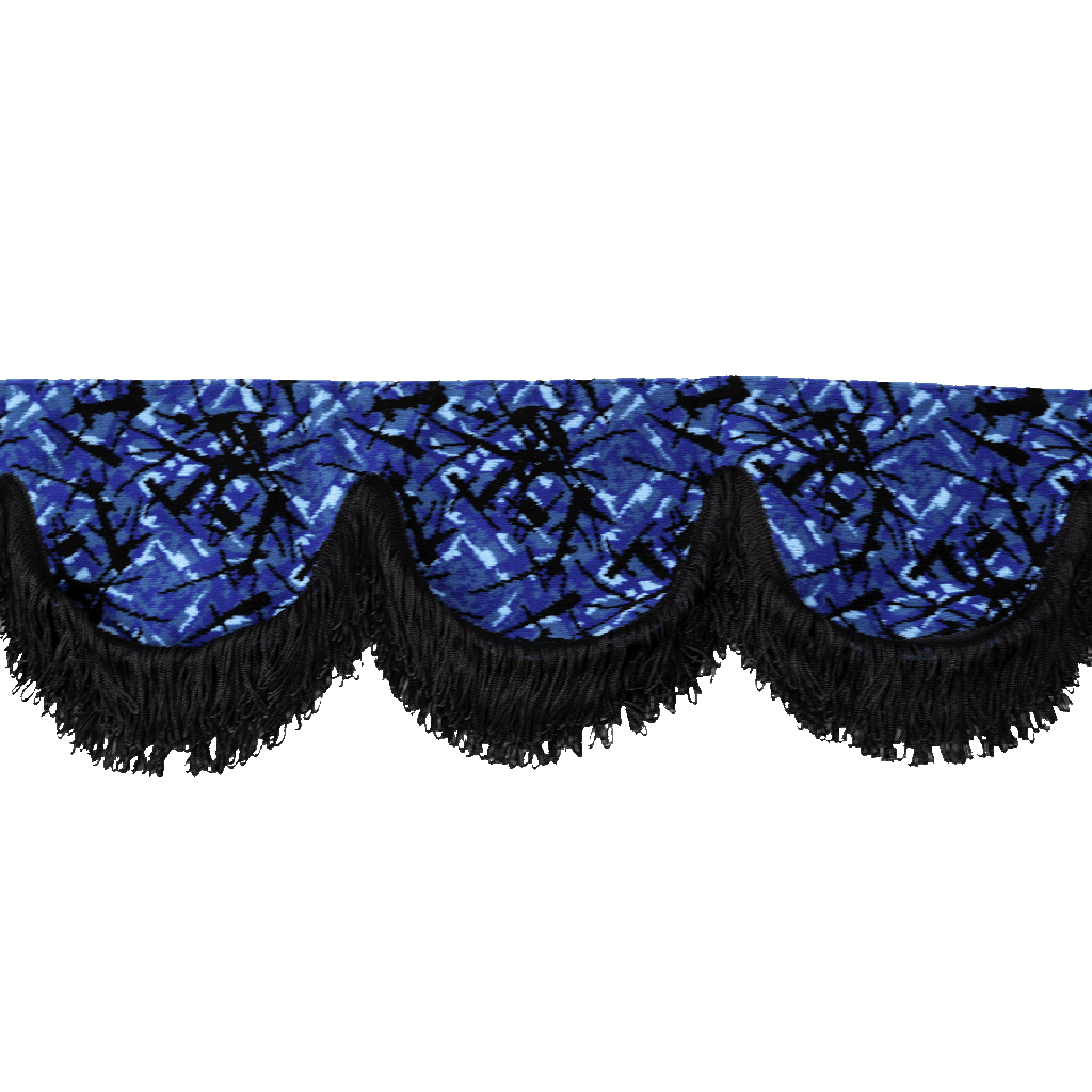 Nedking Front Curtain | Danish Blue | Black Fringes