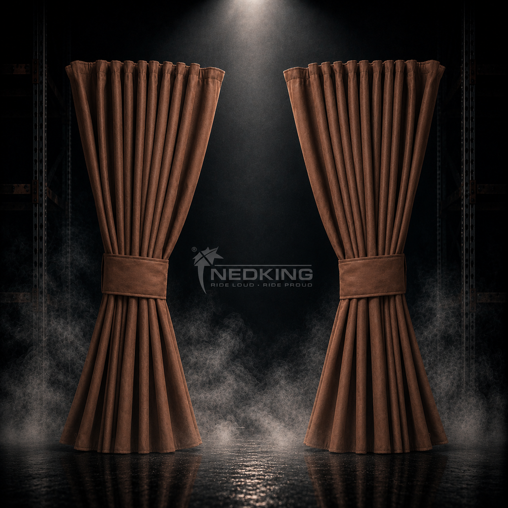 Nedking Side Curtains | Brown Alcantara / Suède Look | 95cm