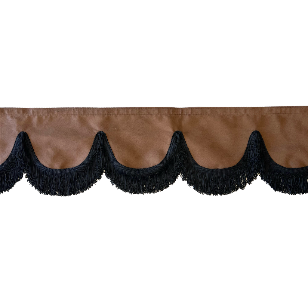 Nedking Front Curtain | Brown Alcantara / Suède Look | Black Fringes