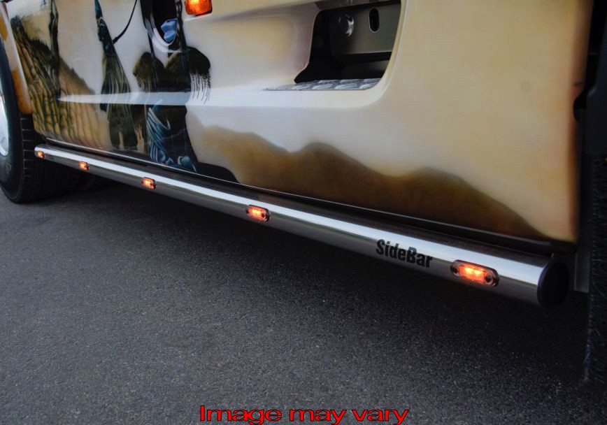 Stainless Steel SideBars for DAF XF95 | Wheelbase 3800mm | 5 Amber LEDs