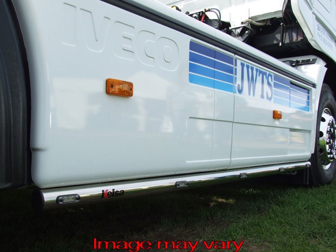Stainless Steel Sidebars for Iveco Stralis Cube | Wheelbase 3800mm | 5 Amber LEDs