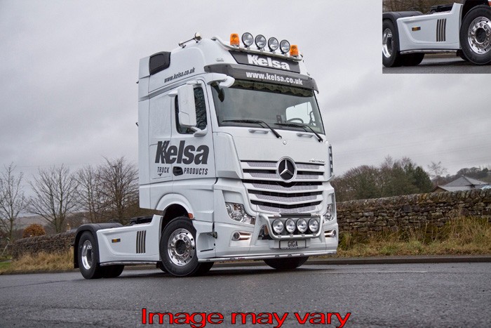 Aluminum SideBars for Mercedes Actros MP4 & MP5 | Wheelbase 3850mm | 5 Amber LEDs