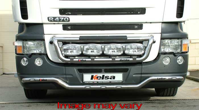 Stainless Steel LoBar for Scania R1 with Low Bumper | 5 White LEDs