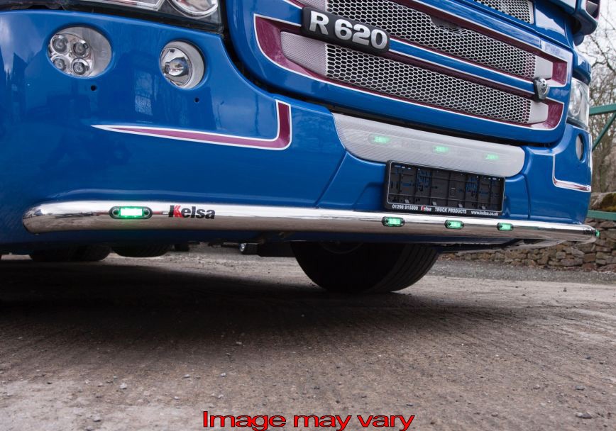 Stainless Steel LoBar for Scania R2 with Low Bumper | 5 White LEDs