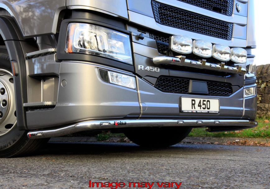 Stainless Steel LoBar for Scania R&S NextGen with Medium Bumper | 7 Amber LEDs