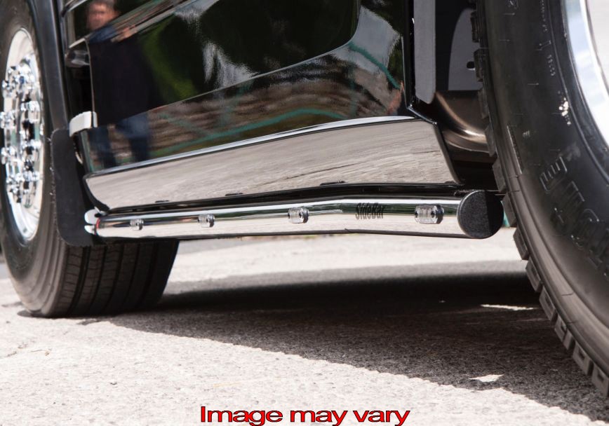 SideBars Aluminum Scania R2 Wheelbase 3700mm with Low SideSkirts (Exhaust under Truck) - 5 Amber LED