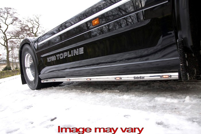 SideBars Aluminum Scania R2 wb.3,70m met lage sideskirts (uitlaat links zijkant voor) - 5 Amber LED