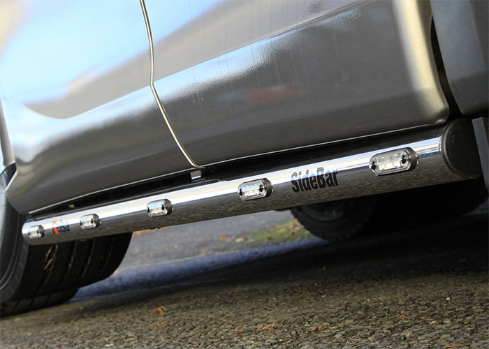 Aluminum SideBars for Scania R&S NextGen 6x2 with Tag Axle | Wheelbase 3550mm | Amber LEDs | up to 2018