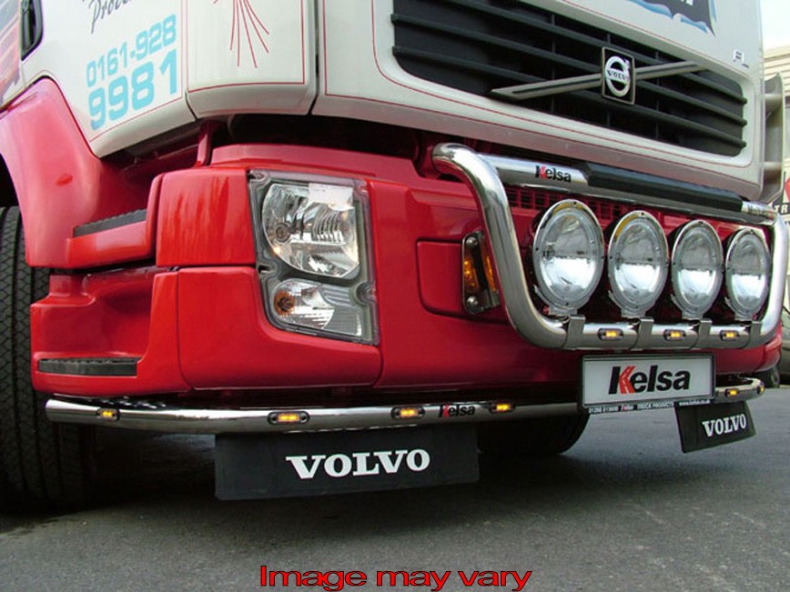 Stainless Steel LoBar for Volvo FE/FL 2007+ | 5 White & 2 Amber LEDs