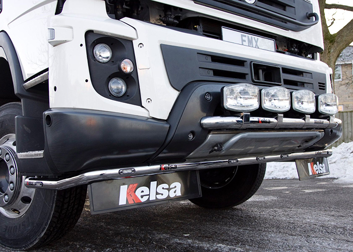 Stainless Steel LoBar for Volvo FMX II | 5 White & 2 Amber LEDs