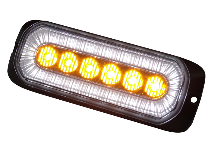 Flashlight 6 LED, 12-24V, Amber LED, clear lens