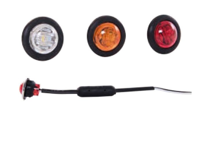 Red LED Position Light Round 12/24V | Clear Lens