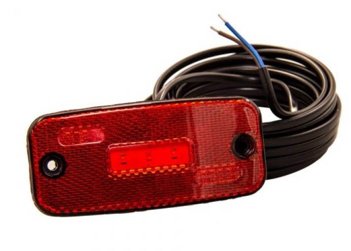 LED Side Marker Light 12-24V + 5m Cable - Red