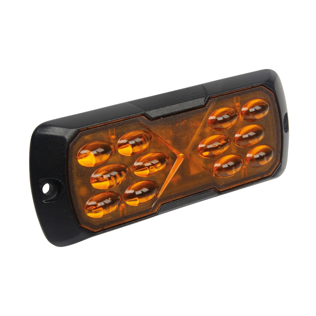 12-LED "FISHEYE" Strobe/Warning Light Orange 12-24V | 114x44x12mm 
