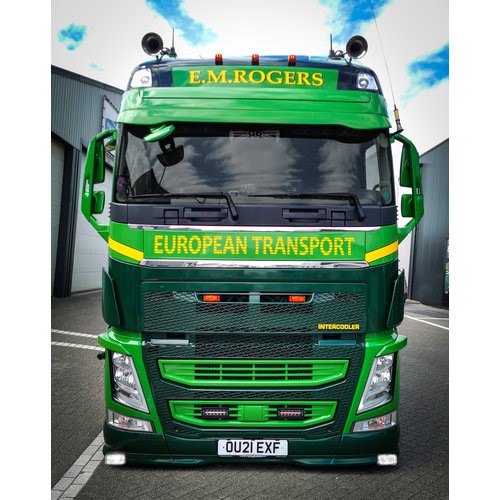 Bumper Spoiler for Volvo FH4/4B | Type 2 | 9cm Deeper | 2x White Talmu