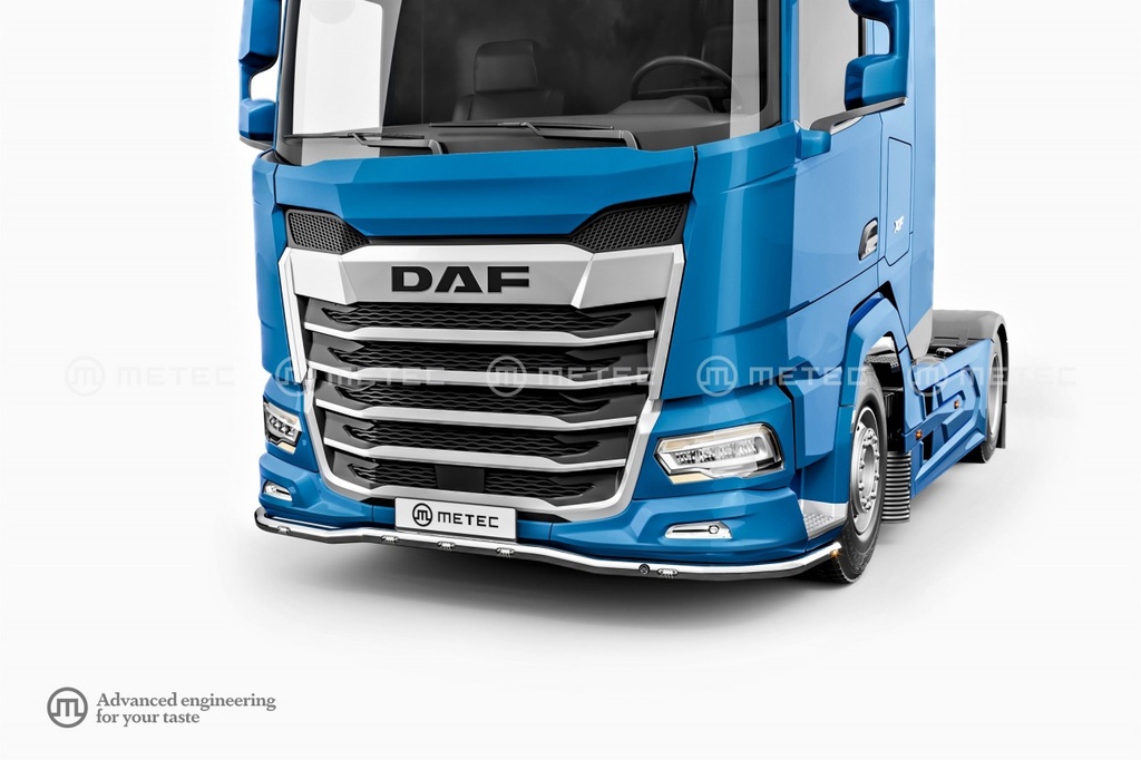 Stainless Steel Spoilerbar "F-Liner" for DAF NGD XF/XG/XG+ | 5 White + 2 Amber LEDs