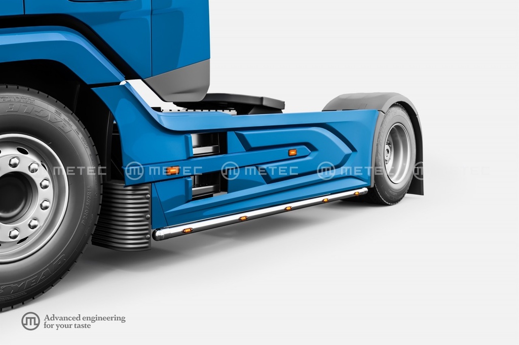 Stainless Steel Sidebars for DAF NGD XF | Wheelbase 3800mm | 5 Amber LEDs