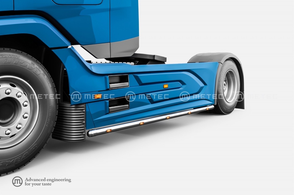 Stainless Steel Sidebars for DAF NGD XG/XG+ | Wheelbase 4000mm | 5 Amber LEDs