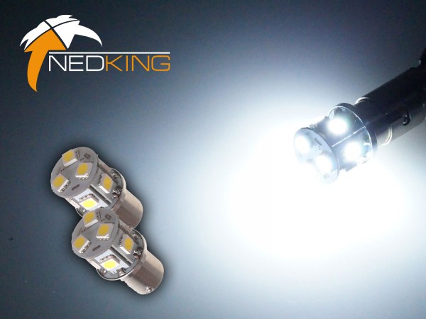 BA15s Lights with 9 SMD LEDs Xenon White | Set of 2 Pieces