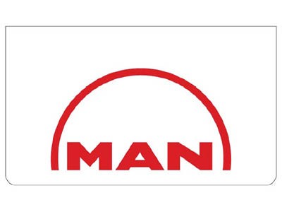 Mudflap for MAN | White with Red Print | 60x35cm