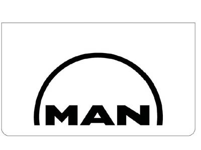 Mudflap for MAN | White with Black Print | 60x35cm