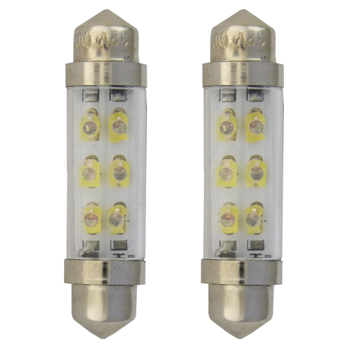 [201F4332VO] SV8.5 Festoon Lamps Long | 6 LEDs Amber | Set of 2 Pieces