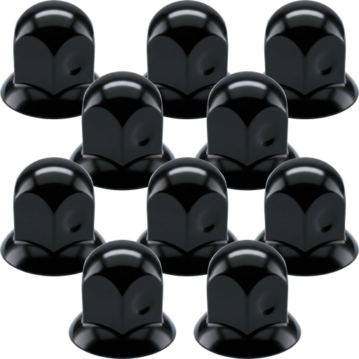 [31101421B] 10-Pack Stainless Steel Wheel Nut Covers for Steel Rims | Ø33mm - 45mm High | Black Edition