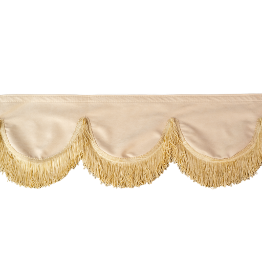 [44050312] Nedking Front Curtain | Beige Alcantara / Suède Look | Beige Fringes