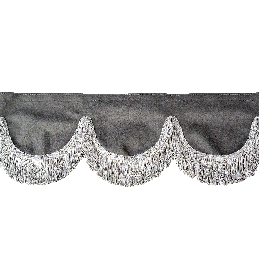 [44050314] Nedking Front Curtain | Grey Alcantara / Suède Look | Gray Fringes