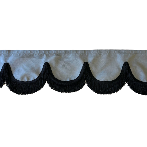 [44050314-1] Nedking Front Curtain | Grey Alcantara / Suède Look | Black Fringes