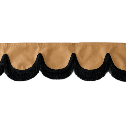 [44050315] Nedking Front Curtain | Caramel Alcantara / Suède Look | Black Fringes